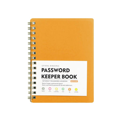 Password Book Password Book with Personal Alphabet Label Internet Address and Password Headquarters Password Log, A Spiral Code Book Spiral code book Orange