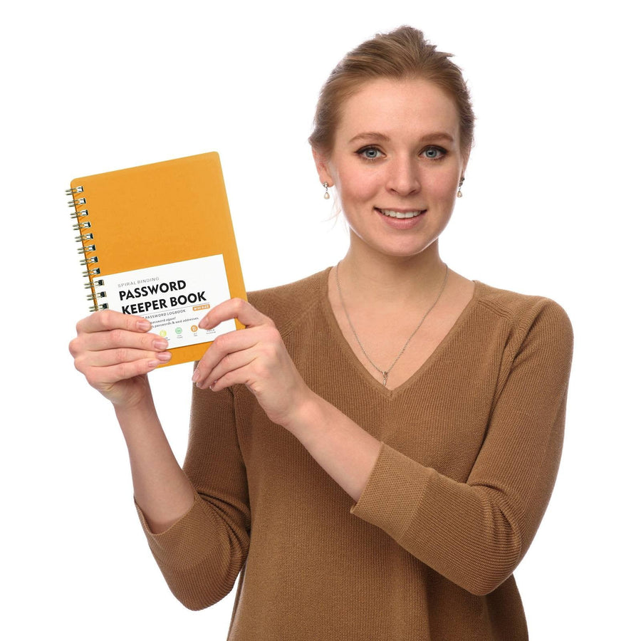 Password Book Password Book with Personal Alphabet Label Internet Address and Password Headquarters Password Log, A Spiral Code Book Orange Spiral code book Red