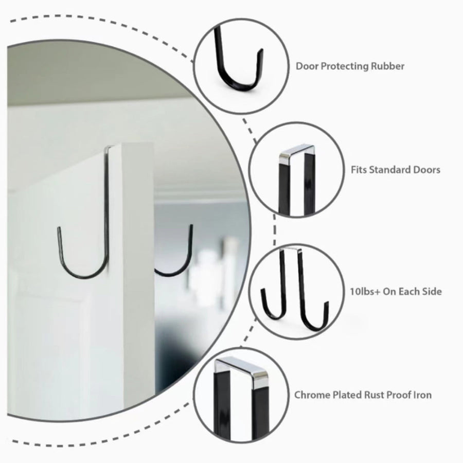 Double Over the Door Wreath Hanger Large Christmas Wreath Hook for Front Door Hold 2 Wreaths with This 2 Hanger 5, Hook*1 Plastic door rear hook without nails White