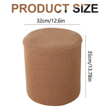 1 Sofa Cover Cover Slipcover Round Foot Stool Cover Footstool Cover Footrest Ottoman Foot Pouffe Protector with Elastic Bottom Washable One Size Coffee