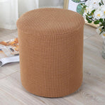 1 Sofa Cover Cover Slipcover Round Foot Stool Cover Footstool Cover Footrest Ottoman Foot Pouffe Protector with Elastic Bottom Washable One Size Coffee