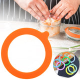 30Pcs Silicone Jar Gaskets Replacement Silicone Seals Airtight Silicone Gasket Sealing Rings for Regular Mouth Canning Jar- 30pcs Grey*6+White*6+Red*6+Orange*6+Green*6 - Close-Up Angle