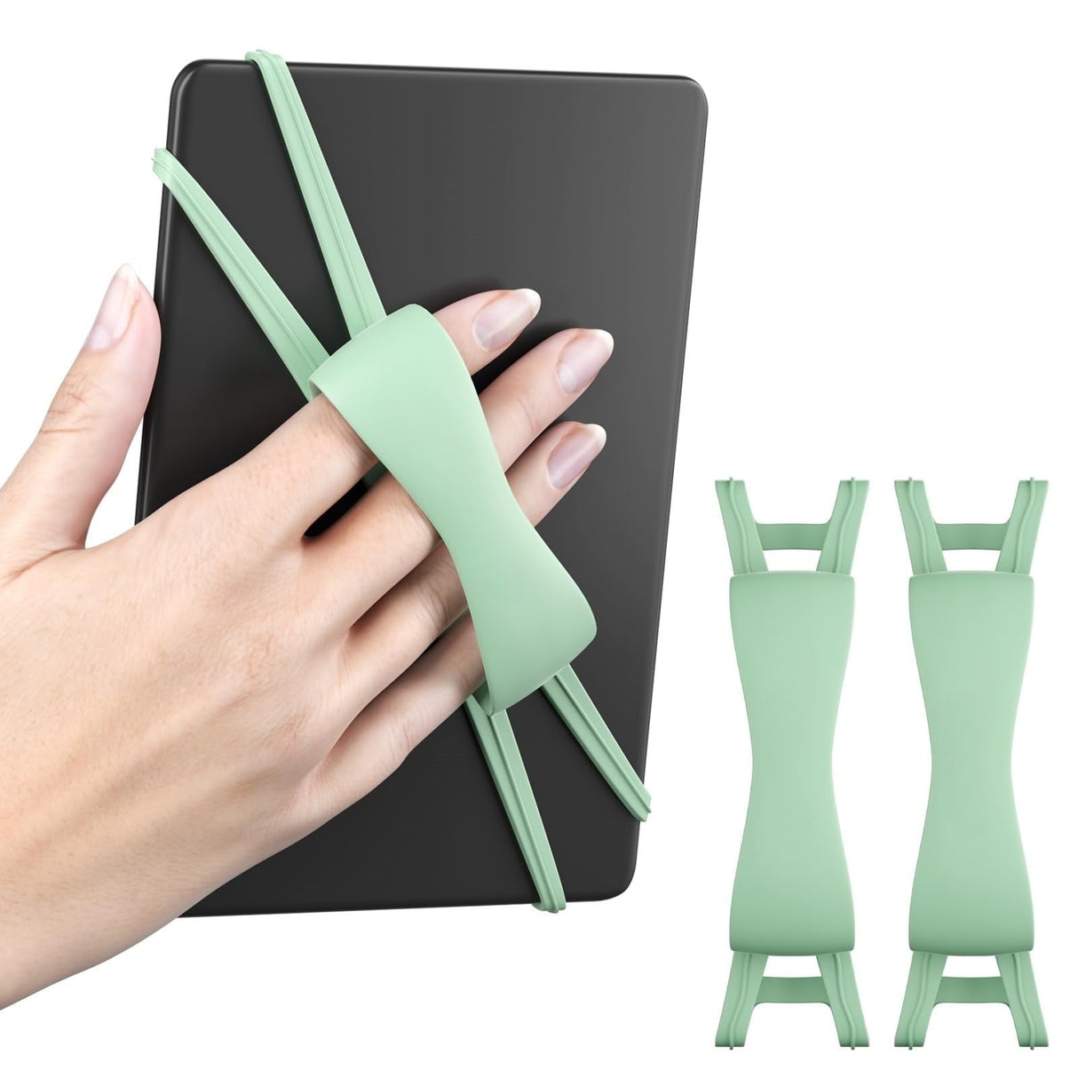 Blue Flat Plate Fixing Wrist Strap D Light Green Elastic Tablet Strap for Fingers Comfortable Adjustable for Reading and Watching Videos 6 Color Options 18.5 cm F