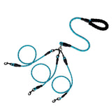 3 Dog Leash No Tangle, Heavy Duty Multiple Dog Lead Shock Absorbing Bungee, Triple Bungee Leash, Reflective Dog Leash Free Multi Pet Walking Rope with Detachable, Black Blue
