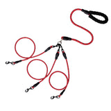 3 Dog Leash No Tangle, Heavy Duty Multiple Dog Lead Shock Absorbing Bungee, Triple Bungee Leash, Reflective Dog Leash Free Multi Pet Walking Rope with Detachable, Black Red