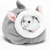 Small Pet Bed, Pig Christmas Bed Warm Hedgehog Hideout Cotton House Sleeping Nest Cage Accessories for Small Animal Habitat Supplies for Hamster Sugar Glider Squirrel Bearded Dragon, Pink Grey