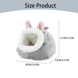 Small Pet Bed, Pig Christmas Bed Warm Hedgehog Hideout Cotton House Sleeping Nest Cage Accessories for Small Animal Habitat Supplies for Hamster Sugar Glider Squirrel Bearded Dragon, Pink Grey