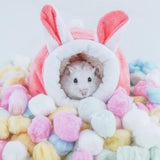 Small Pet Bed, Pig Christmas Bed Warm Hedgehog Hideout Cotton House Sleeping Nest Cage Accessories for Small Animal Habitat Supplies for Hamster Sugar Glider Squirrel Bearded Dragon, Pink Grey - 45-Degree Angle