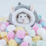 Small Pet Bed, Pig Christmas Bed Warm Hedgehog Hideout Cotton House Sleeping Nest Cage Accessories for Small Animal Habitat Supplies for Hamster Sugar Glider Squirrel Bearded Dragon, Pink Grey