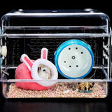 Small Pet Bed, Pig Christmas Bed Warm Hedgehog Hideout Cotton House Sleeping Nest Cage Accessories for Small Animal Habitat Supplies for Hamster Sugar Glider Squirrel Bearded Dragon, Pink Grey - Close-Up Angle