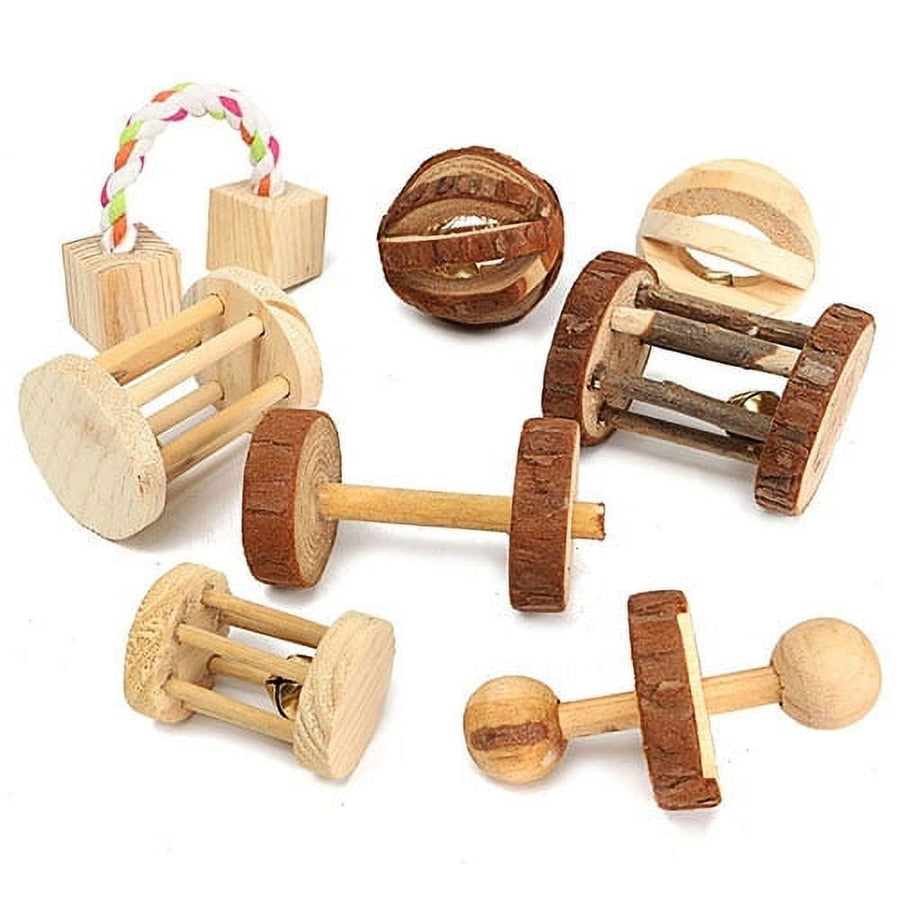 Wooden Hamster Molar Chew Toy, Natural Pine Small Pet Accessory for Guinea Pig Chinchilla Bunny Teeth Care