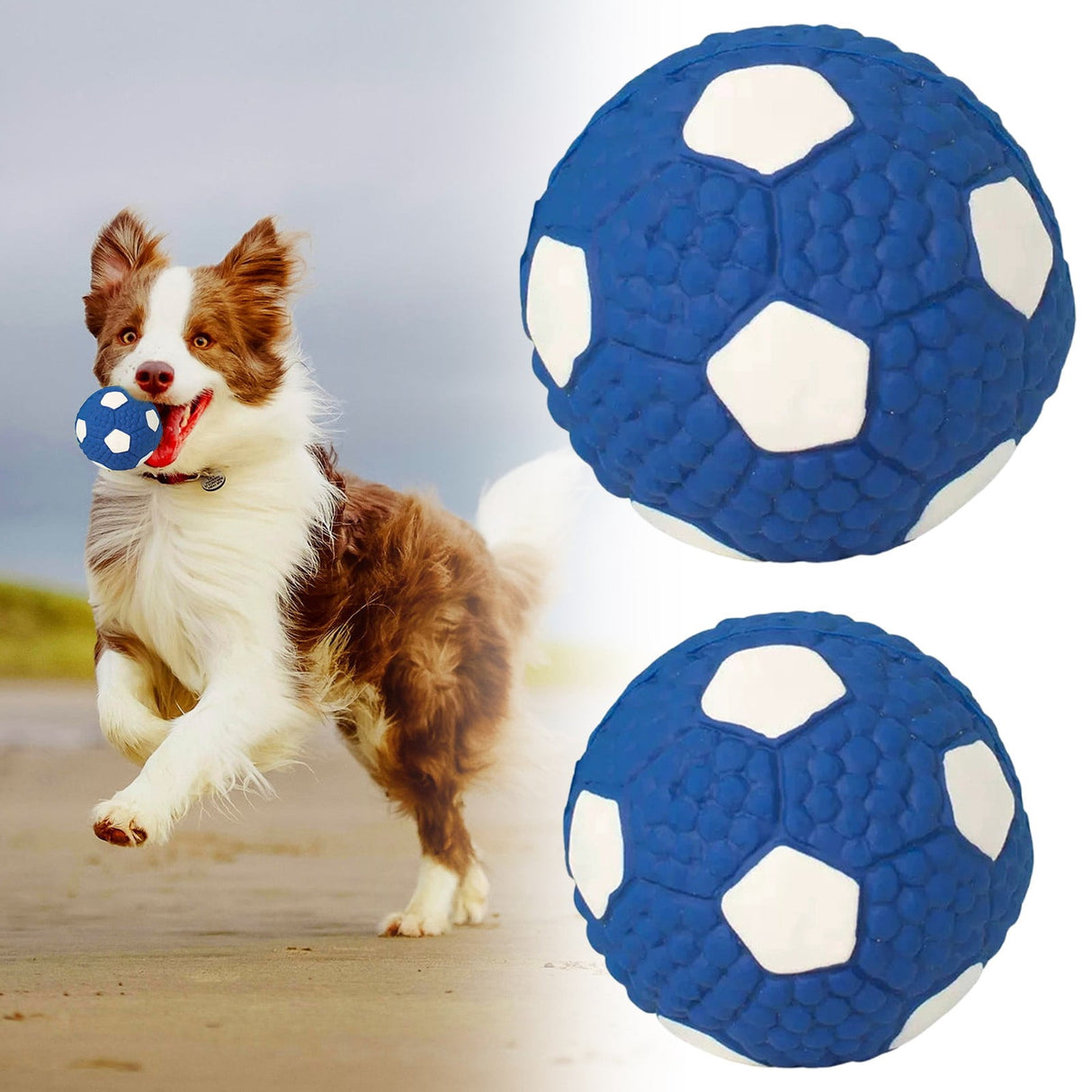 Soccer Ball Chew Toy Dog Toy Squeak Rubber Fun Suitable for Large and Medium Sized Dogs Dog Toy Squeak Rubber Fun Suitable for Large and Medium Sized Dogs (Blue, L) S Blue