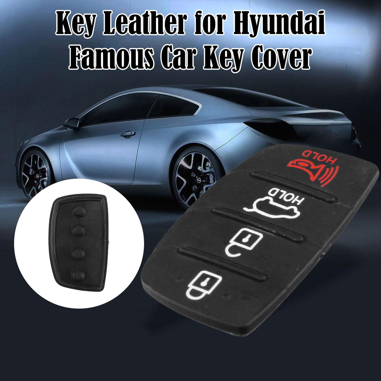 For Hyundai Replacement Rubber Pad Fit For 4 Button Remote Fob Key Black T0F3