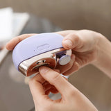 Electric Automatic Nail Clipper with Light Fingernail Cutter and Polisher 2in1 Nail Scraps Storage Rechargeable Safety Fingernail Trimmer for Baby Seniors Adult Gift Purple