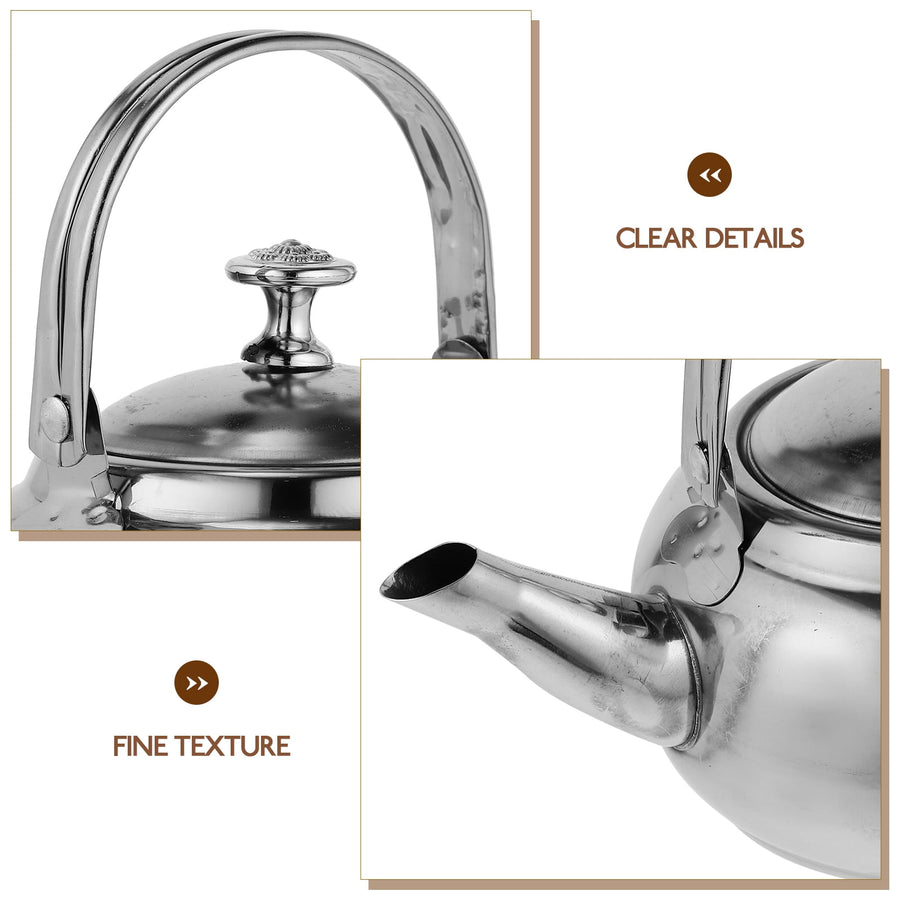 Stainless Steel Whistling Tea Kettle Stovetop Tea Pot Fast Boiling Heat Water Tea Pot 14X11CM Silver