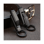 3PCS Heavy Duty Belt Key Holder with 6Pcs Metal Rings, Stainless Steel Black Men Keychain Clip