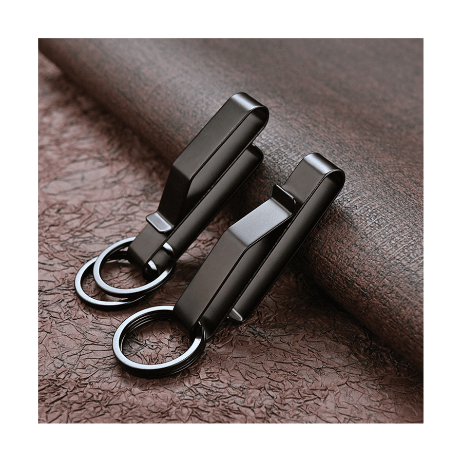 3PCS Heavy Duty Belt Key Holder with 6Pcs Metal Rings, Stainless Steel Black Men Keychain Clip
