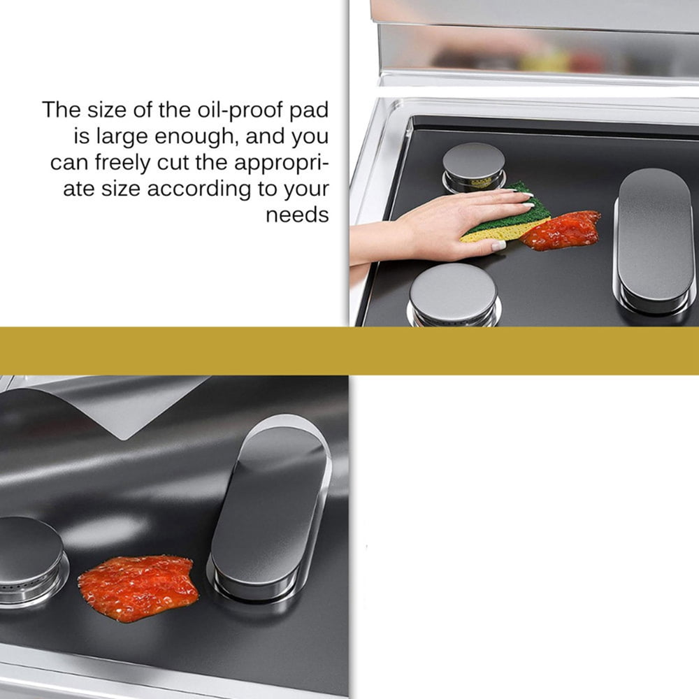 1PCS Stove Protector Cover Liner for 5 Burners Gas Stove Protector Kitchen Accessories Mat Stove Top Cover Gas Stove Cover 41.5*62cm Black