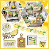 Wooden  Signs Mini Graduation Lemon Tiered Summer Farm Tiered Rustic Tray Style Wooden Decor Decorations Tray Desktop Ornament Yellow