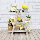 Wooden  Signs Mini Graduation Lemon Tiered Summer Farm Tiered Rustic Tray Style Wooden Decor Decorations Tray Desktop Ornament Yellow