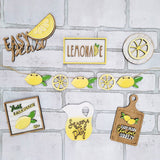 Wooden  Signs Mini Graduation Lemon Tiered Summer Farm Tiered Rustic Tray Style Wooden Decor Decorations Tray Desktop Ornament Yellow - Top-Down View