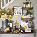 Wooden  Signs Mini Graduation Lemon Tiered Summer Farm Tiered Rustic Tray Style Wooden Decor Decorations Tray Desktop Ornament Yellow