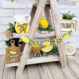 Wooden  Signs Mini Graduation Lemon Tiered Summer Farm Tiered Rustic Tray Style Wooden Decor Decorations Tray Desktop Ornament Yellow