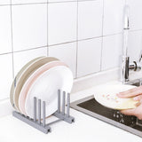 Dish Rack, Rack , Kitchen Plastic Pot Lid Shelf Cooking Storage Kitchen Decor Tool Stand Holder Grey - Top-Down View