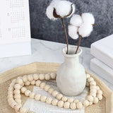 Twine Beaded, Desktop Ornament Promotion, 58In Wood Bead Garland with Tassels Farmhouse Beads Rustic Nature Country Decor Prayer Boho Beads Wall Hanging Decoration Beige - Close-Up Angle
