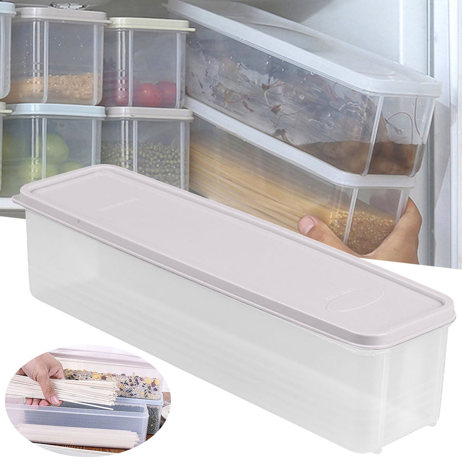 Food Storage, Pasta Container Noodle Storage Box Plastic Noodle Box Sealed Refrigerator Vermicelli Grain Storage Box with Lid Khaki