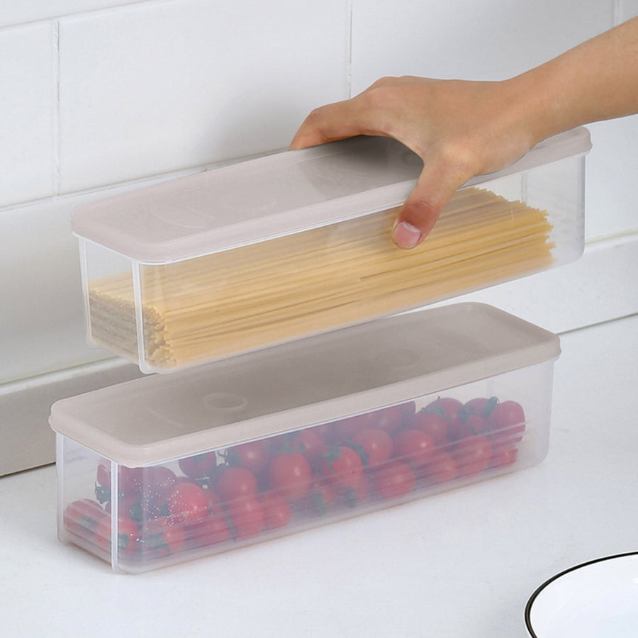 Food Storage, Pasta Container Noodle Storage Box Plastic Noodle Box Sealed Refrigerator Vermicelli Grain Storage Box with Lid Khaki