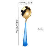 Stainless Steel Portable Soup Spoon, Durable Cutlery for Home Travel Dining Use, 15.7 cm Length - Side View