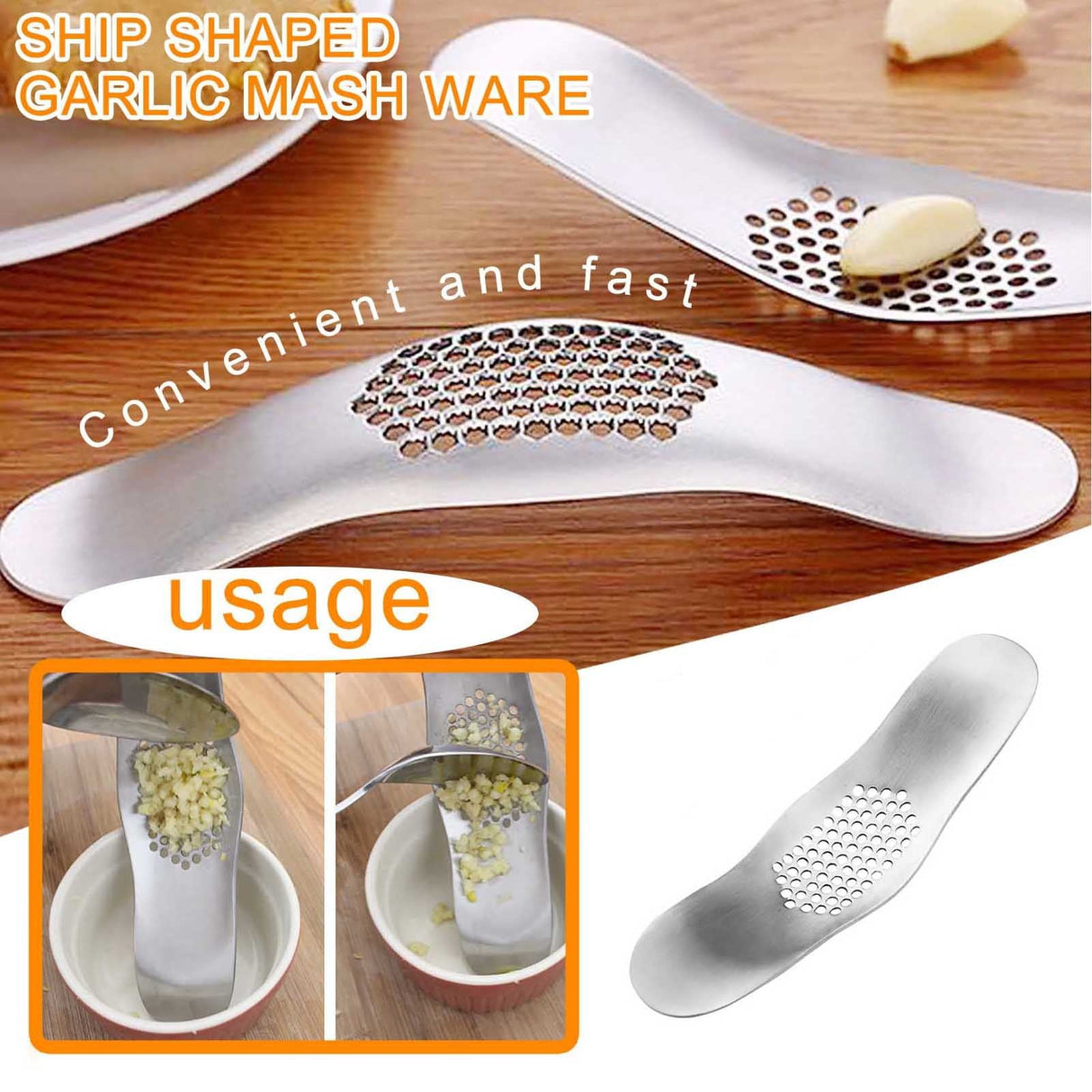Garlic Press ! Press Mincer Steel Chopper Rocking Peeler Stainless Crusher Garlic Tool Tools Home Improvement, Garlic Press Promotion Include 1 Stainless Steel Garlic and Ginger Grater AS shown