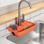 Drain Rack  Sink Holder Sink Rack with Drain Basket Kitchen Sink Organizer Storage Rack for Home Kitchen B