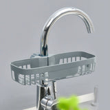 Drain Rack ! Sink Sponge Rack Stand Kitchen Faucet Storage Rack Sponge and Towel Rack Drain Basket Home Kitchen Cleaning Tools, Include 1X Drain Storage Basket Grey - Front View