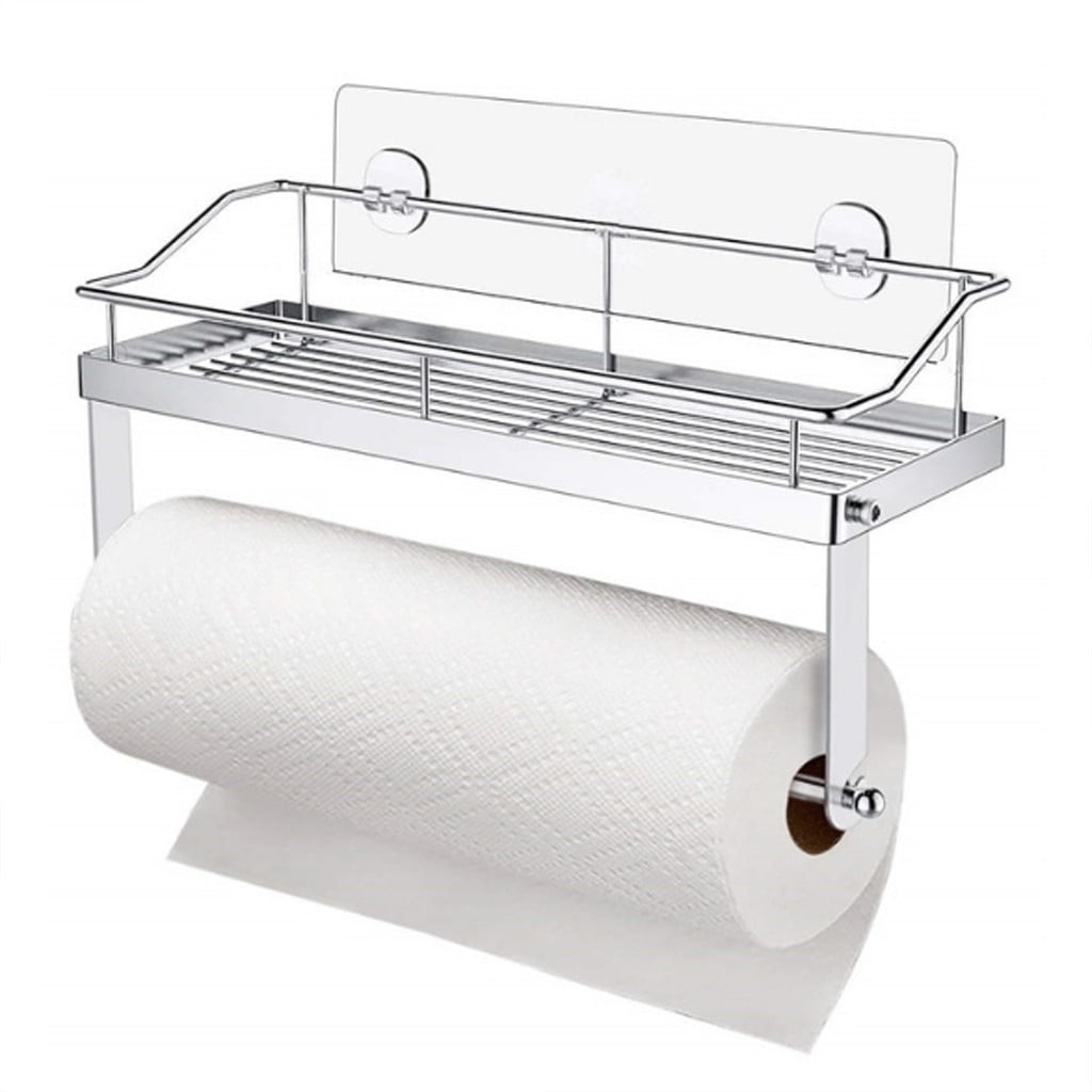 Rack ! with Shelf Basket Holder Wall Towel for Kitchenbathroom Storage Paper Adhesive Bathroom Products, Brush Shelf Promotion Include Shelf, 2 Films Silver
