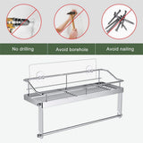 Rack ! with Shelf Basket Holder Wall Towel for Kitchenbathroom Storage Paper Adhesive Bathroom Products, Brush Shelf Promotion Include Shelf, 2 Films Silver - Low Angle