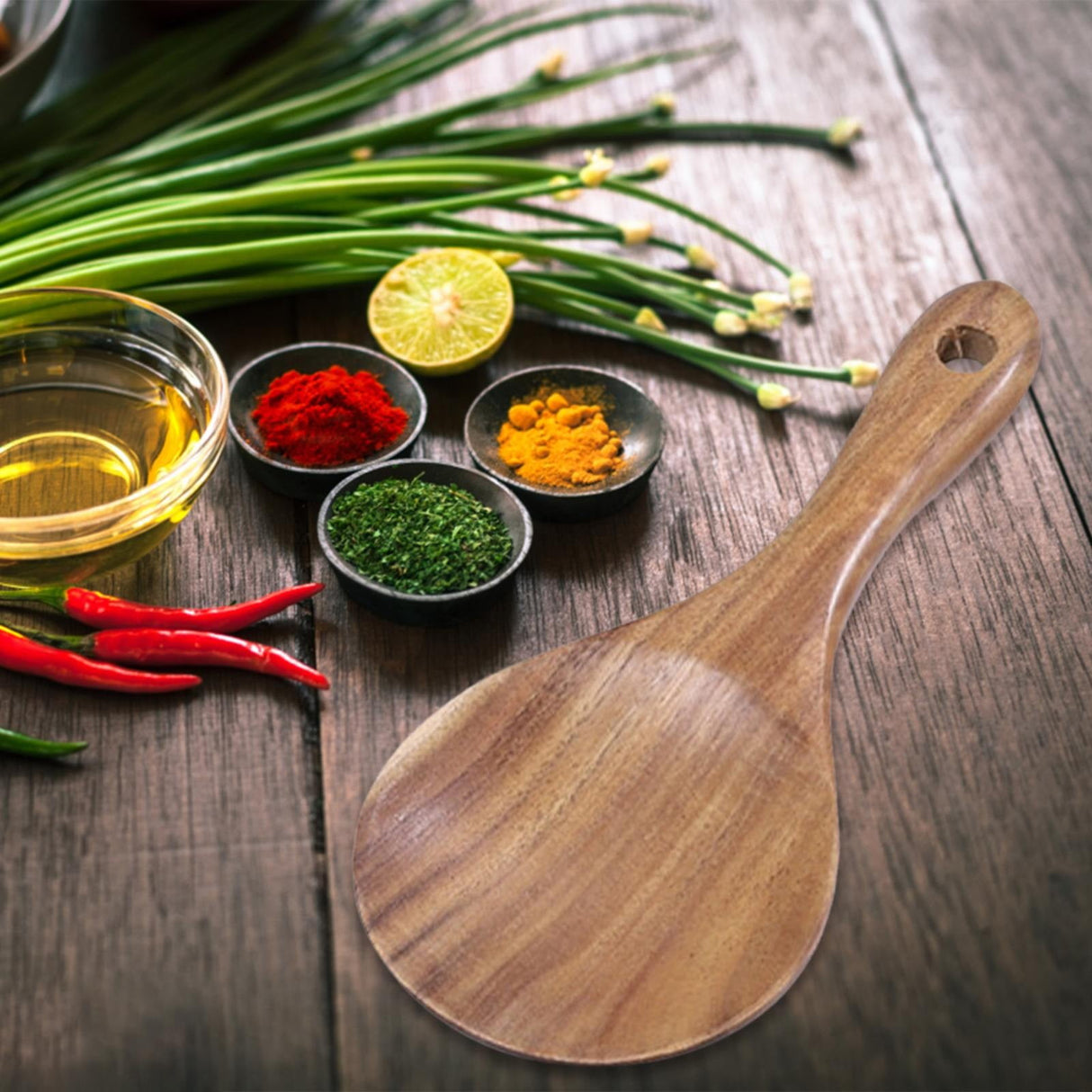 Cooking Utensils ! Wooden Rice Spoon Rice for Rice Potato Desserts Teak Wood Rice Serving Spoon Rice Cooker Spatula 7*3.2Inch, Cooking Utensils Promotion Include Rice Spoon X1 Khaki
