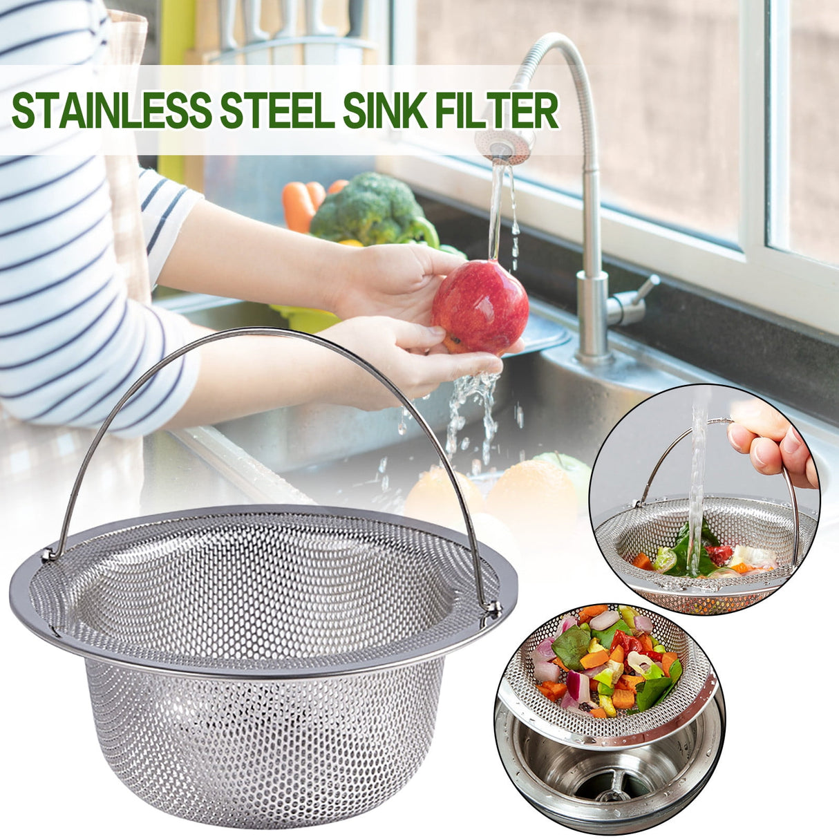 Strainers ! Sink Strainer, Stainless Steel Kitchen Sink Strainer, Wide Edge, Suitable, Filter Screen Promotion Include 1X Filter Sink Net B