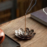 Rack ! Ash Incense with Burner Brass Flower Burner Yoga Catcher Rack Stick Incense Tea Other, Storage Rack Promotion Include 1*Sandalwood Tray Brown