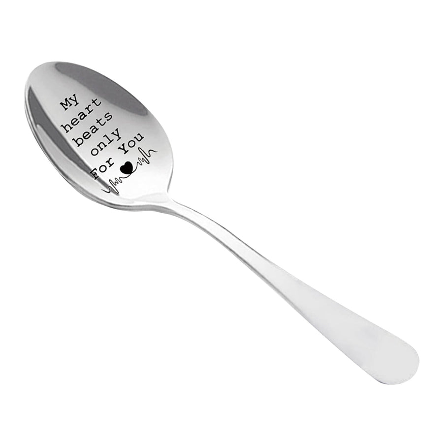 Tableware  Engraved Spoon Wonderful Present for Lover Couple and Girlfriend Boyfriend Tableware Coffee Spoons with Engraving B