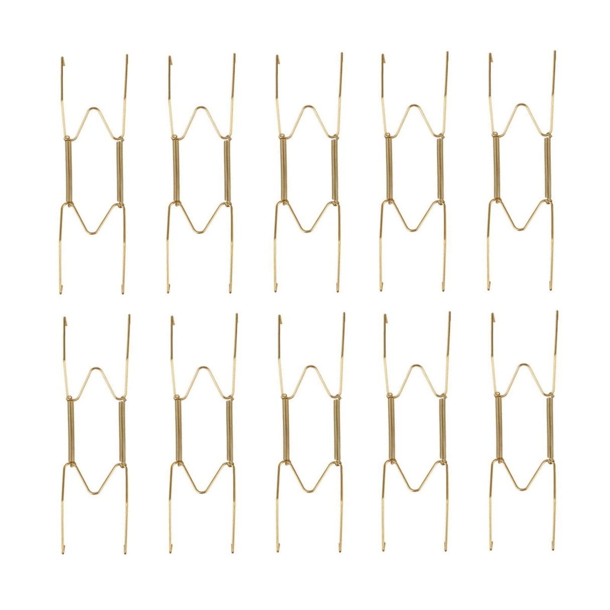 Hooks ! Dish Display Plate Hangers 10 Pack Stainless Steel Decorative Wire Plate Hanger Holders in Spring Hook Holder Hanging Wire for Decorative Plates and Art Gold