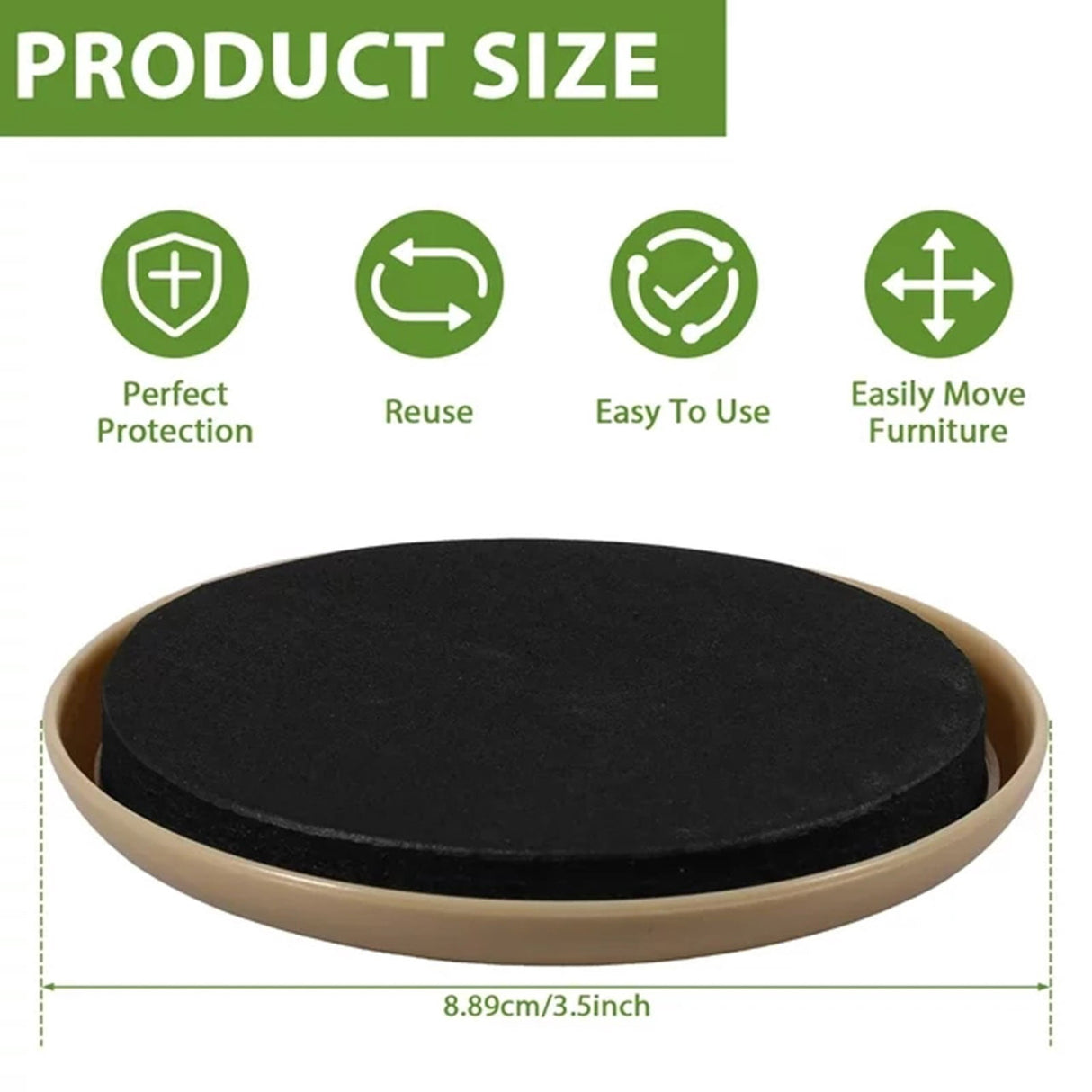 Furniture Protection ! Furniture Sliders 16 Pack Plastic Rubber Sliders for Furniture Legs 3.5 Inch Furniture Carpet Moving Pads Chair Leg Floor Protectors Movers Reusable Black