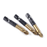 Drill Bits and Accessories ! Titanium-Plated Non-Slip Cross Bit S2 5-Pack, 5Pcs 1/4 Hex Shank Magnetic Non-Slip Ph2 Phillips Cross Head Screwdriver Bit, include 5X Screwdriver A - Side View