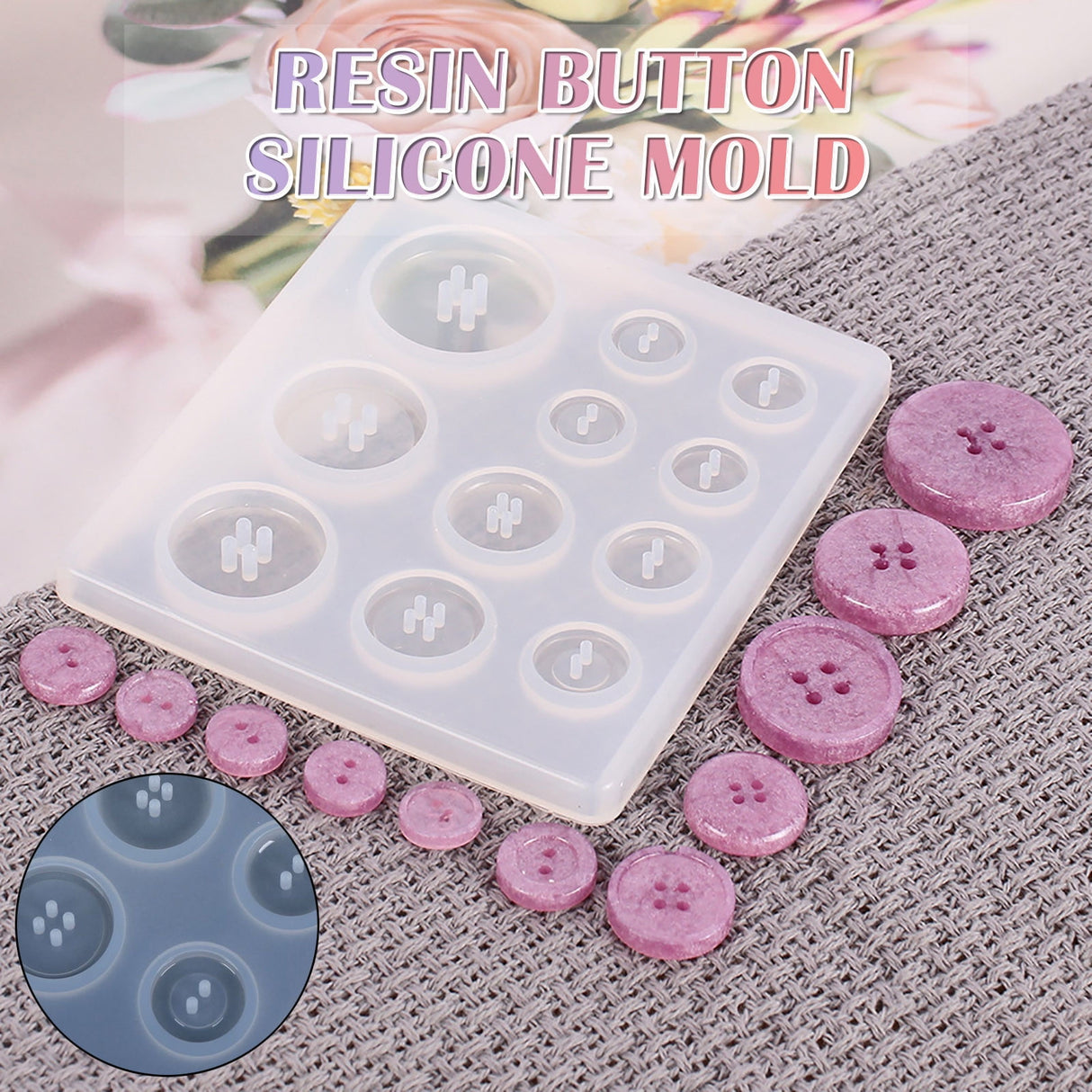 Diy Silicone Mould ! Diy Silicone Mold Resin Button, Diy Resin Silicone Button Resin Pendant Handmade Button with Hole Diy Home Diy, include 1X Silicone Mold White