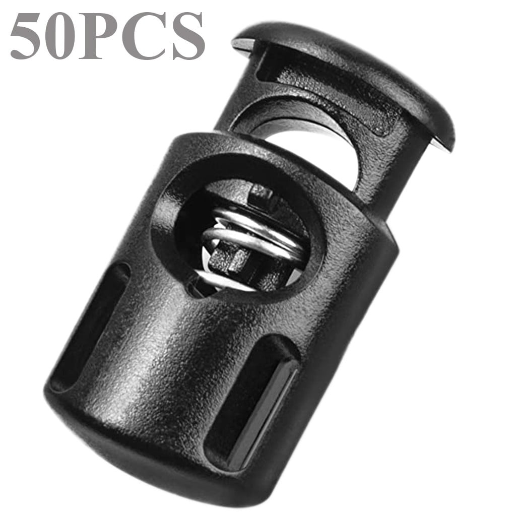 Back to School Supplies,Classroom Supplies50Pcs Spring Buckle No.8002, Stopper Shape Sliding Lanyard Luggage Cord Clip Rope Round Locks End 50Pcs Artscrafts and Sewing Black