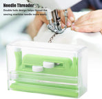 Hand‑Held Plastic Needle Threader Tool, Automatic Threading Aid Device for Elderly Sewing Lovers, Green