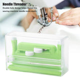 Hand‑Held Plastic Needle Threader Tool, Automatic Threading Aid Device for Elderly Sewing Lovers, Green - Front View