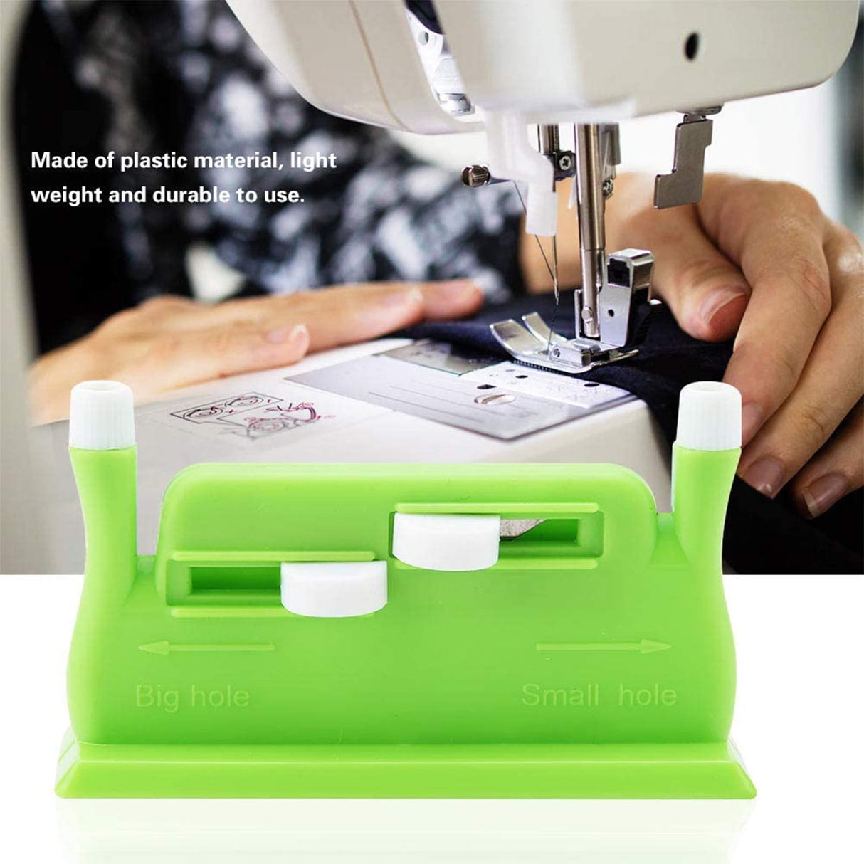 Hand‑Held Plastic Needle Threader Tool, Automatic Threading Aid Device for Elderly Sewing Lovers, Green