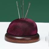 Smooth Round Pin Cushion! Eewia Needle and Thread Kit Clearance, Glossy Pin Cushion Wooden Base Needle Pincushion Round Pin Cushion for Sewing Needle Holder Or Diy Crafts, include 1*Pin Cushion Red - Close-Up Angle